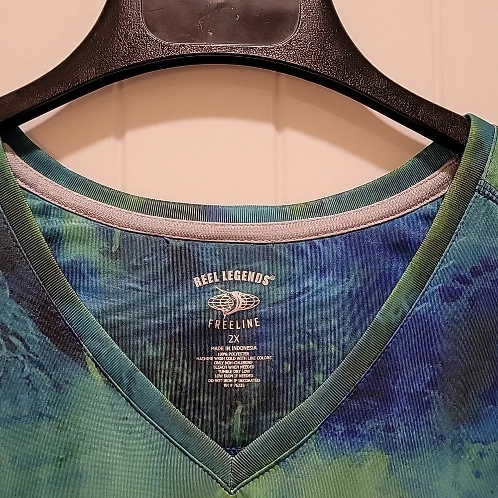 Reel Legends Freeline Blue Green Short Sleeve TShirt Size 2XL - Picture 6 of 8